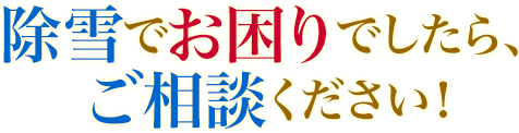 除雪でお困りでしたら、ご相談ください！